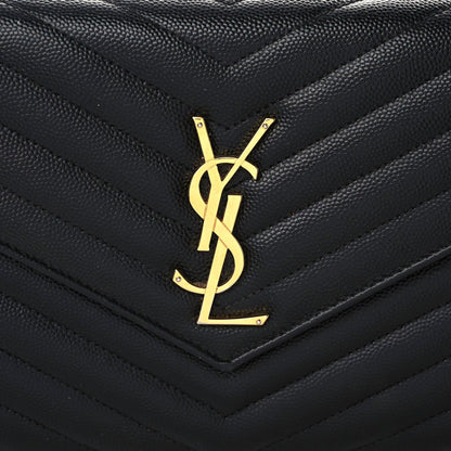 Saint Laurent Grain De Poudre Matelasse Chevron Monogram Chain Wallet Black 12 of 17