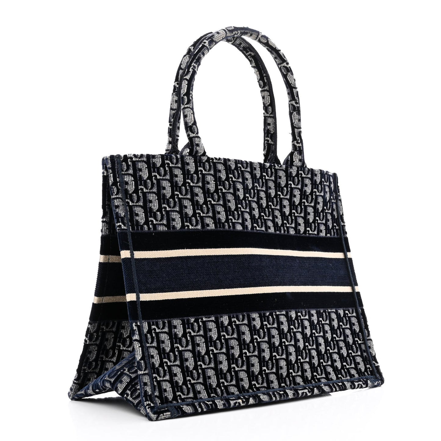 Oblique Velvet Medium Book Tote Blue Multicolor