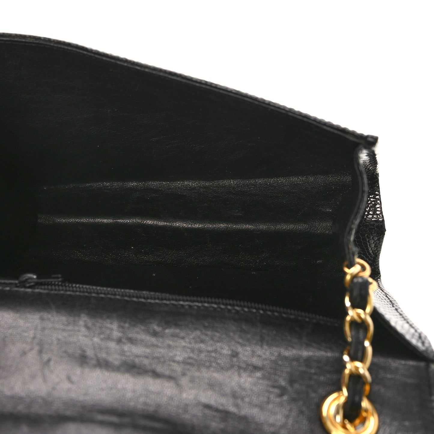 Lizard Quilted CC Single Flap Bag Black