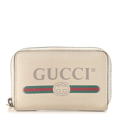 Gucci Calfskin Logo Zip Around Card Case White 1 of 7