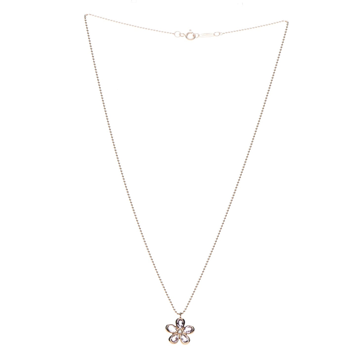 18K Rose Gold Amethyst Diamond Sparklers Flower Pendant Necklace