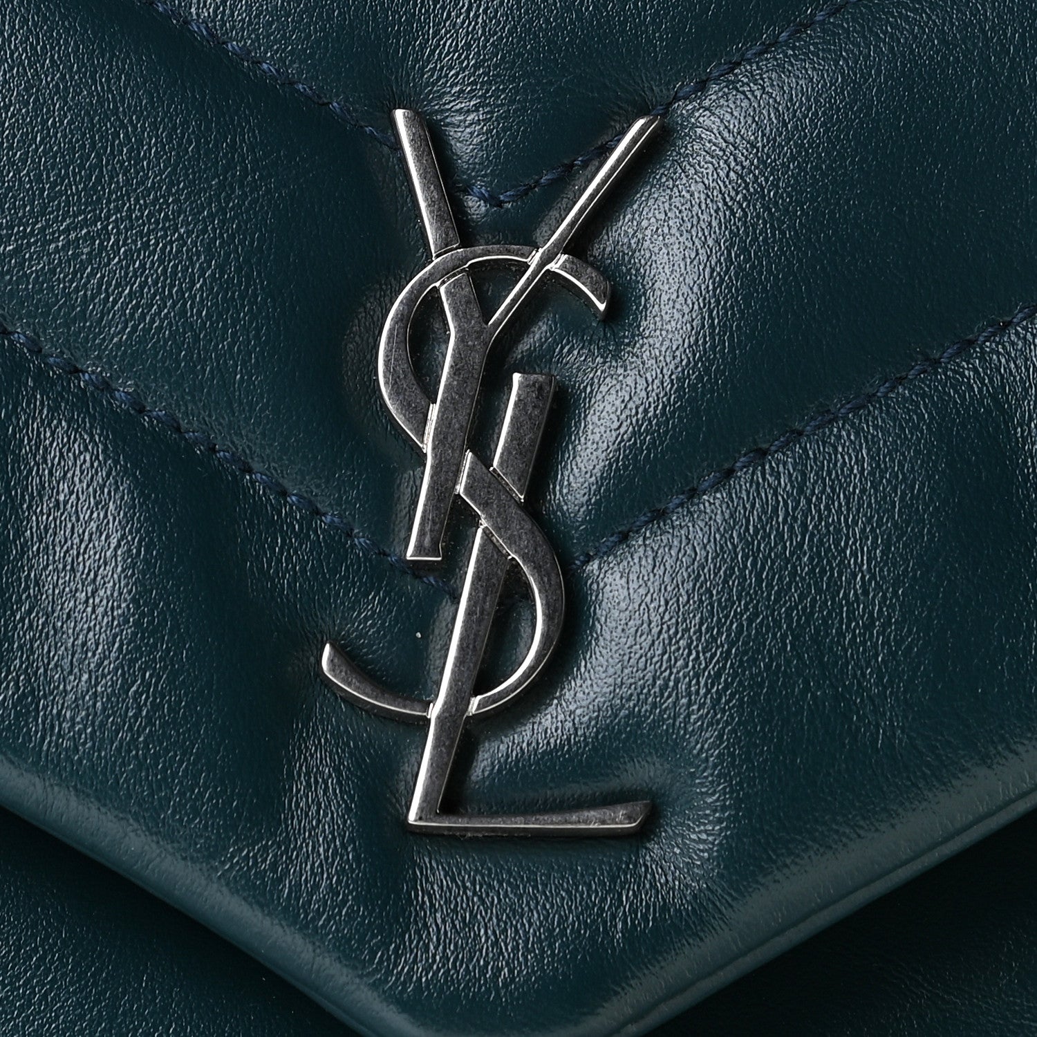 Saint Laurent Calfskin Y Quilted Monogram Toy Loulou Satchel Dark Green 8 of 12