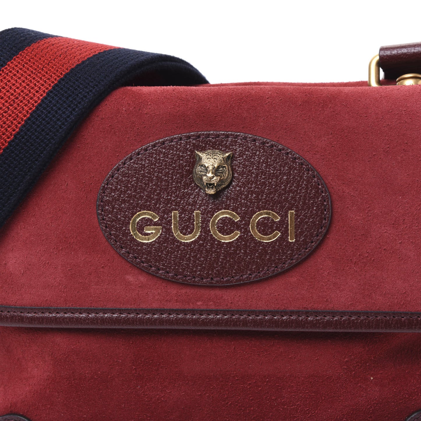 Suede Web Small Neo Vintage Double Flap Messenger Bag Romantic Cherry Chardonnay