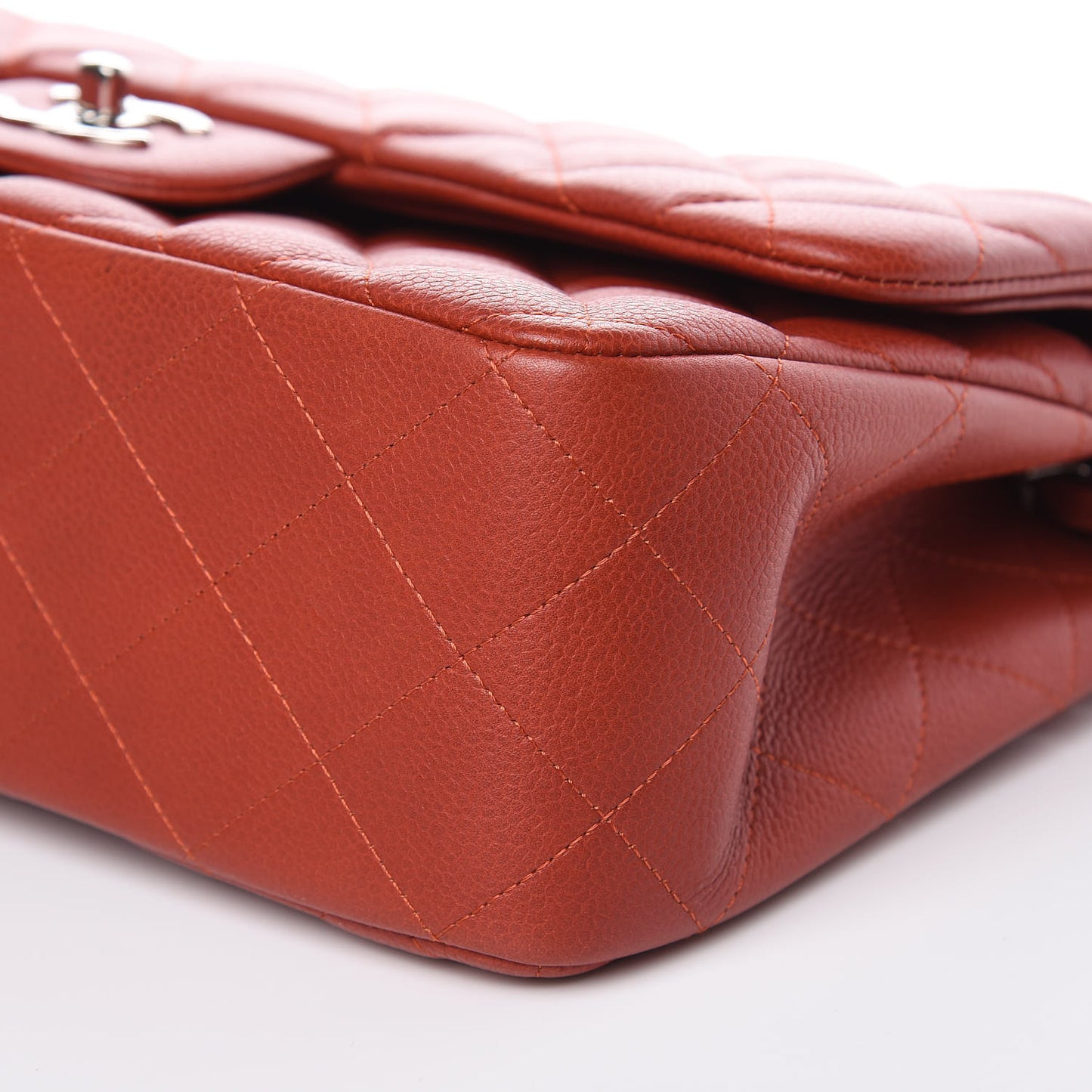 Caviar Quilted Jumbo Double Flap Dark Red