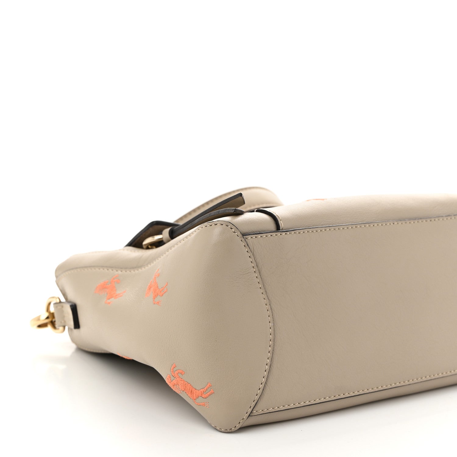 Chloe Smooth Calfskin Little Horses Embroidered Small Faye Day Shoulder Bag Pastel Grey 9 of 10