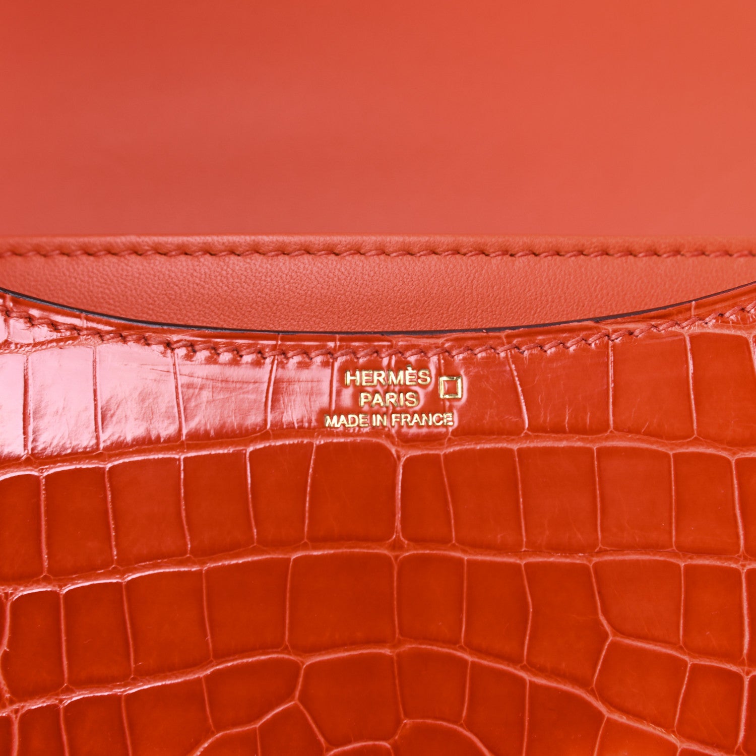 Hermes Shiny Alligator Constance 18 Orange Poppy 6 of 18
