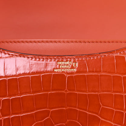 Hermes Shiny Alligator Constance 18 Orange Poppy 6 of 18