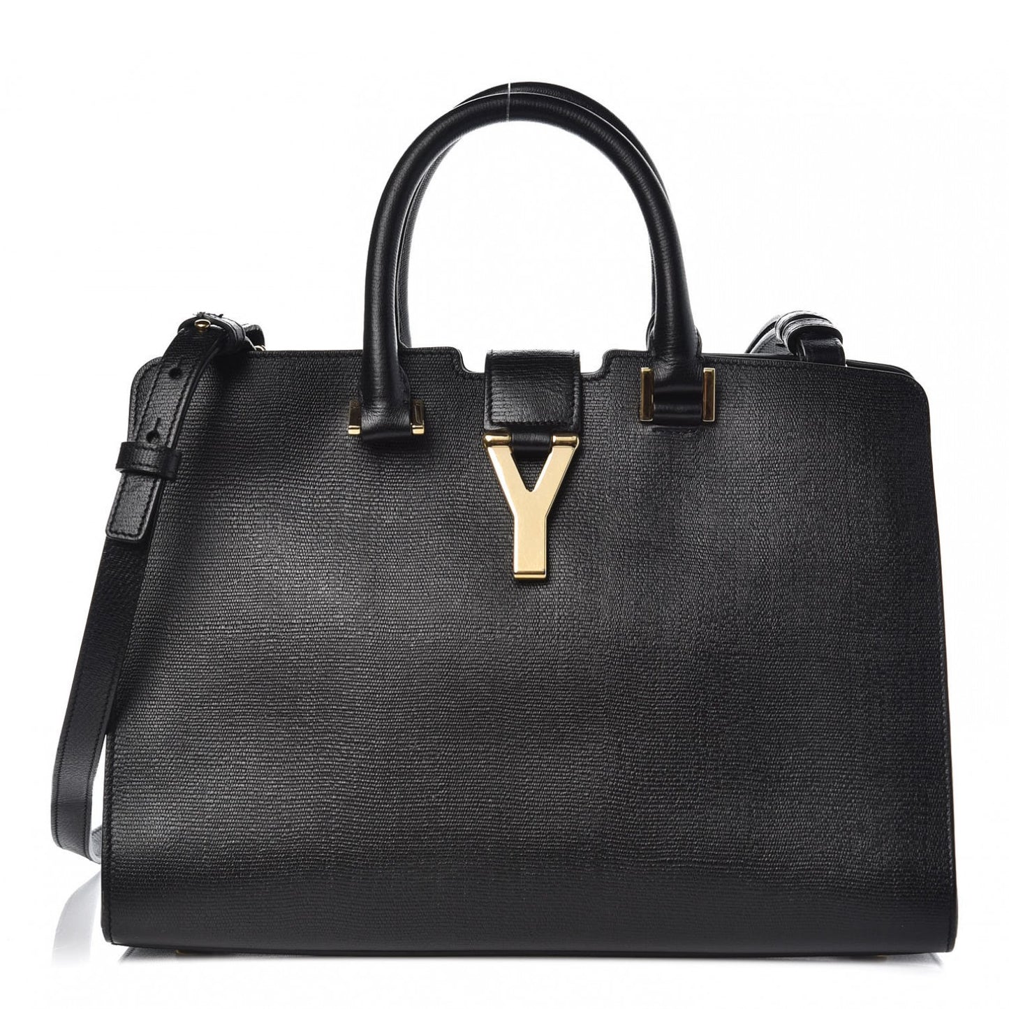 Textured Calfskin Small Classic Y Cabas Black