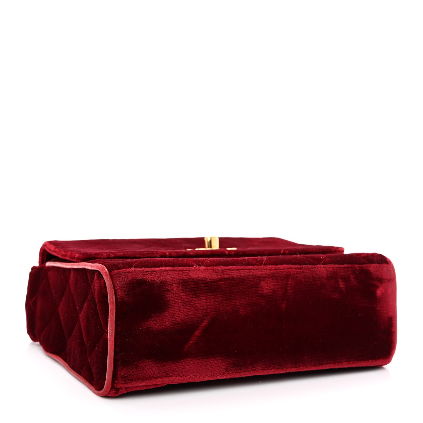 Velvet Quilted Square Shoulder Bag Burgundy