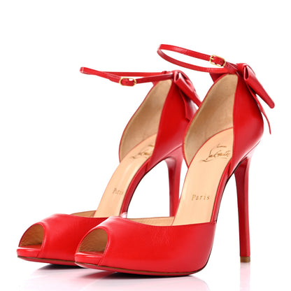 Christian Louboutin Kid Dos Noeud Bow 120 Pumps 38.5 Red 3 of 10