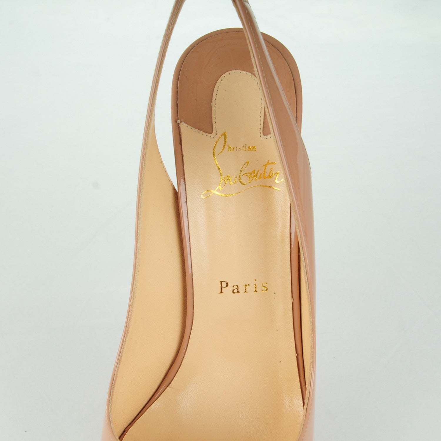 Christian Louboutin Patent Lady Peep Sling 150 Pumps 40.5 Nude 7 of 7