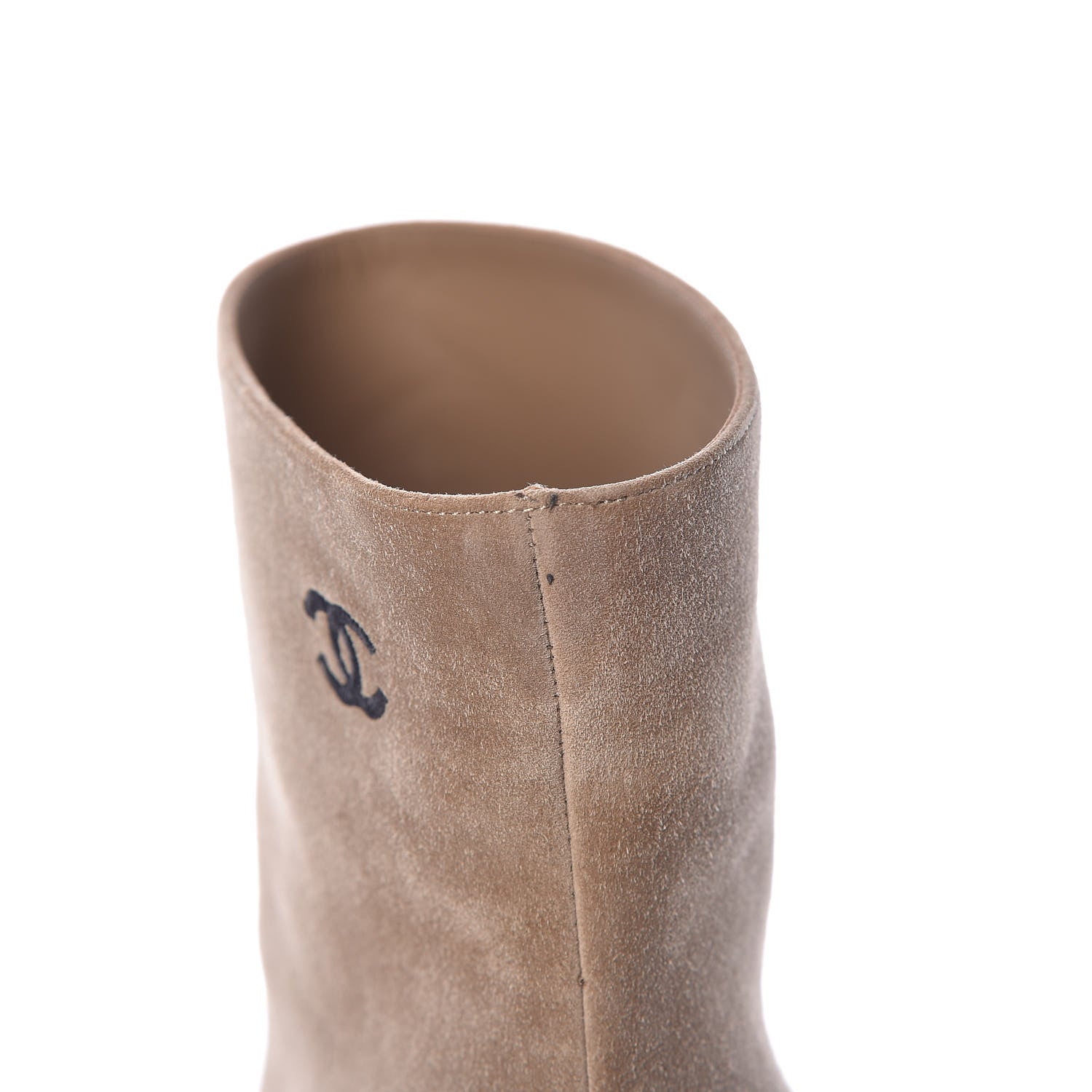 Chanel Suede Calfskin Satin Gabrielle Cap Toe Short Boots 38 Beige Black 9 of 12