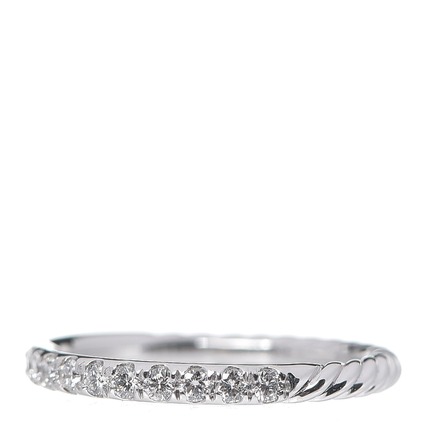 18K White Gold Diamond 2mm Cable Collectibles Band Ring 52 6