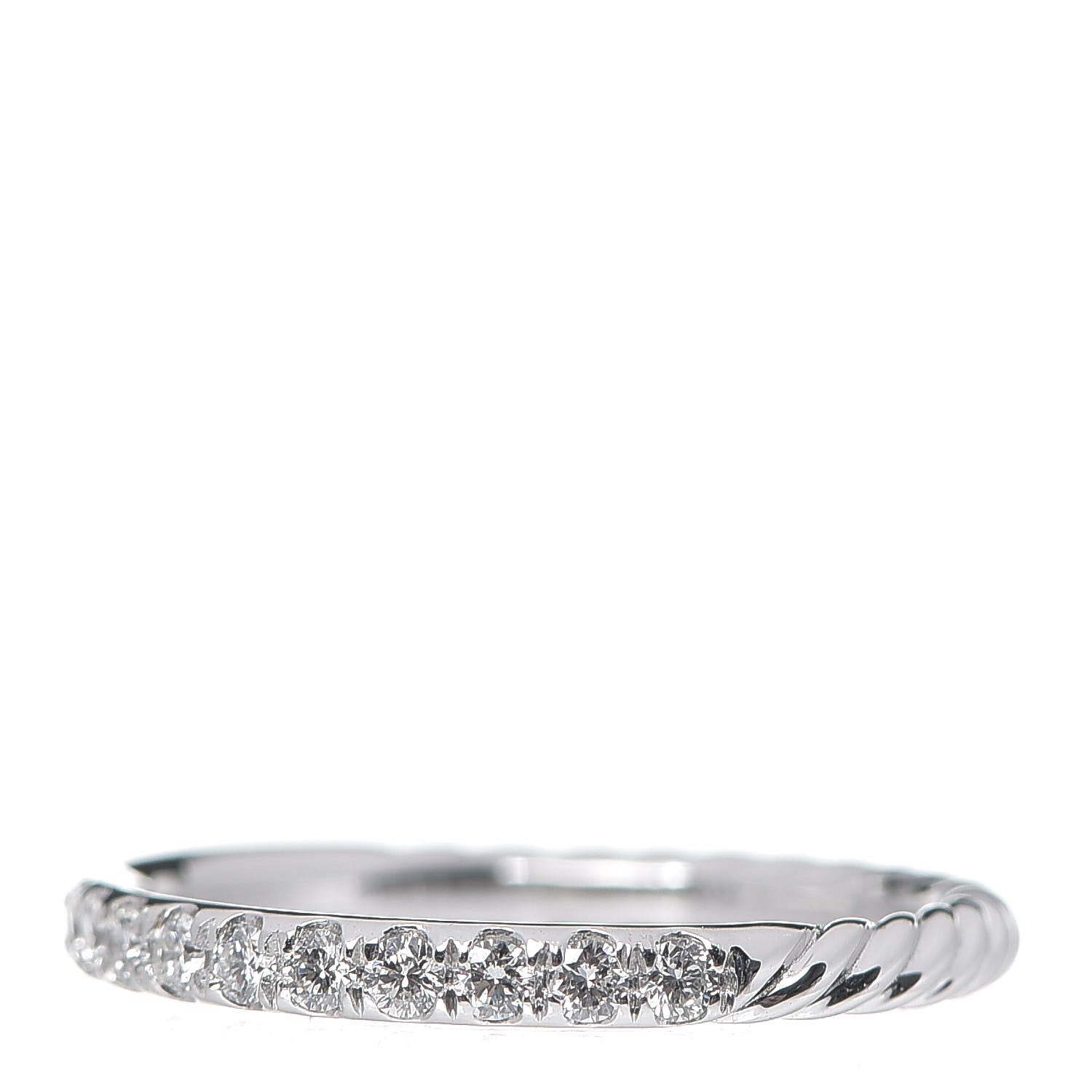 David Yurman 18K White Gold Diamond 2mm Cable Collectibles Band Ring 52 6 2 of 5