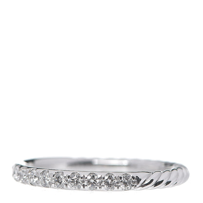 David Yurman 18K White Gold Diamond 2mm Cable Collectibles Band Ring 52 6 2 of 5