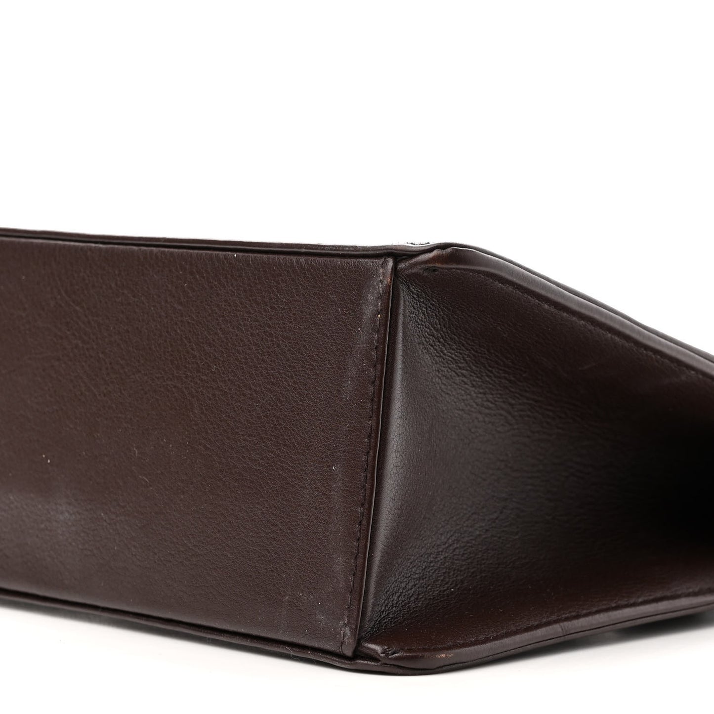 Lambskin CC Top Handle Bag Dark Brown