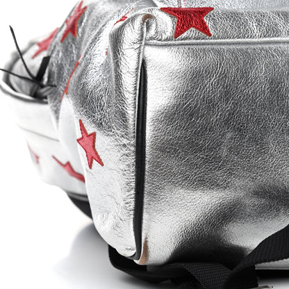 Saint Laurent Metallic Buffalo Star Hunting Backpack Silver Red 6 of 14