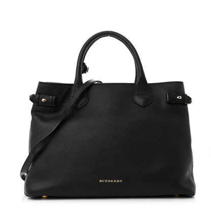 Burberry Derby Calfskin House Check Medium Banner Tote Black 1 of 11