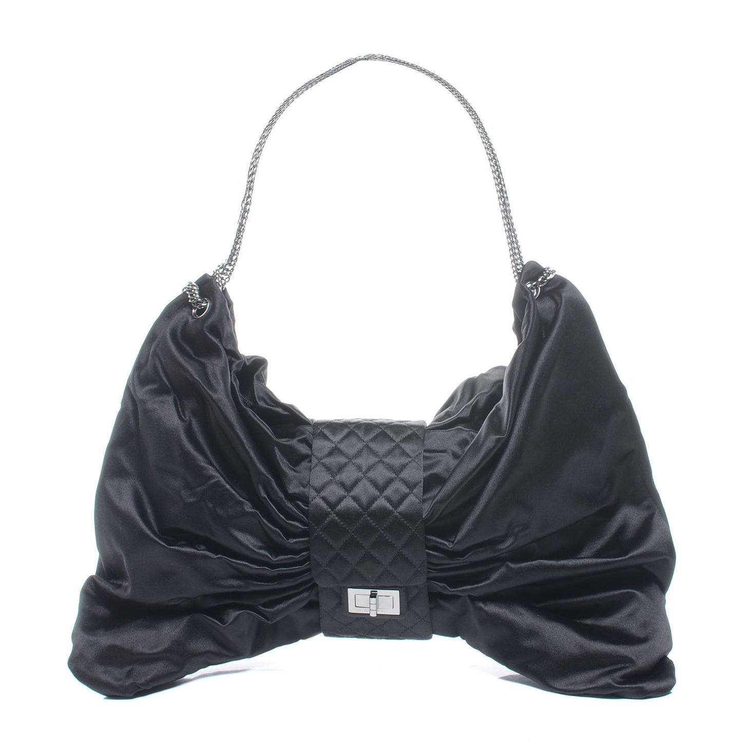 Satin Large Bow Bag Black