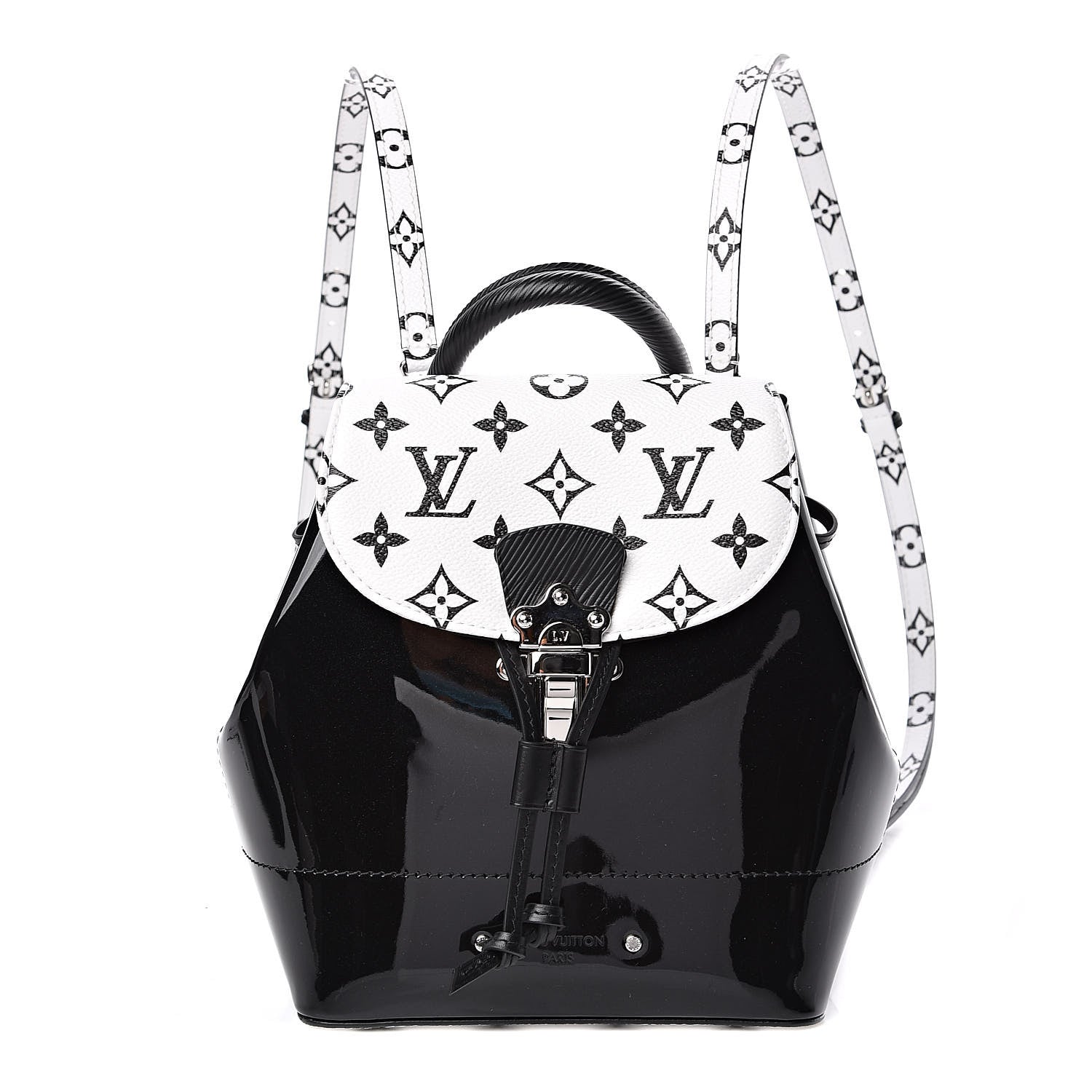 Louis Vuitton Patent Monogram Hot Springs Backpack Black White 1 of 9