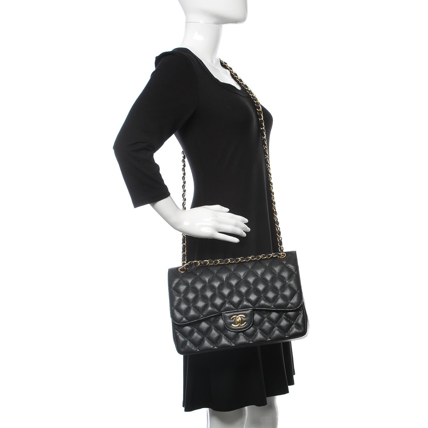Chanel Caviar Quilted Jumbo Double Flap Black 3 of 13