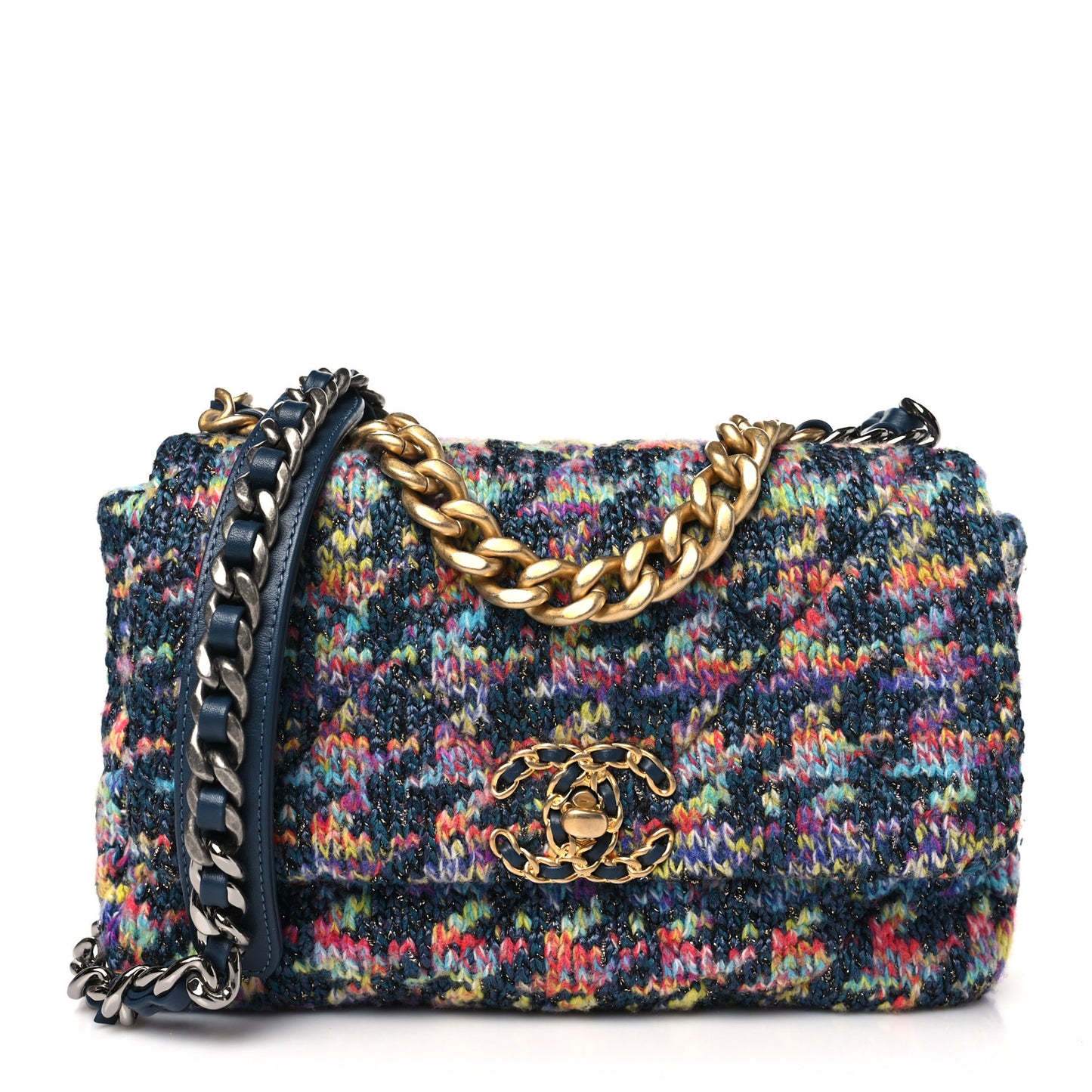 Tweed Quilted Medium Chanel 19 Flap Dark Multicolor