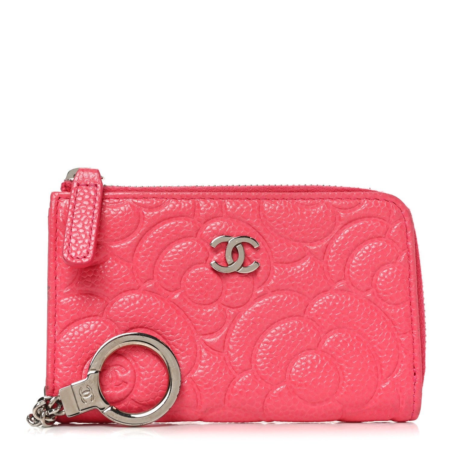 Chanel Caviar Camellia Embossed Key Holder Case Pink 1 of 7