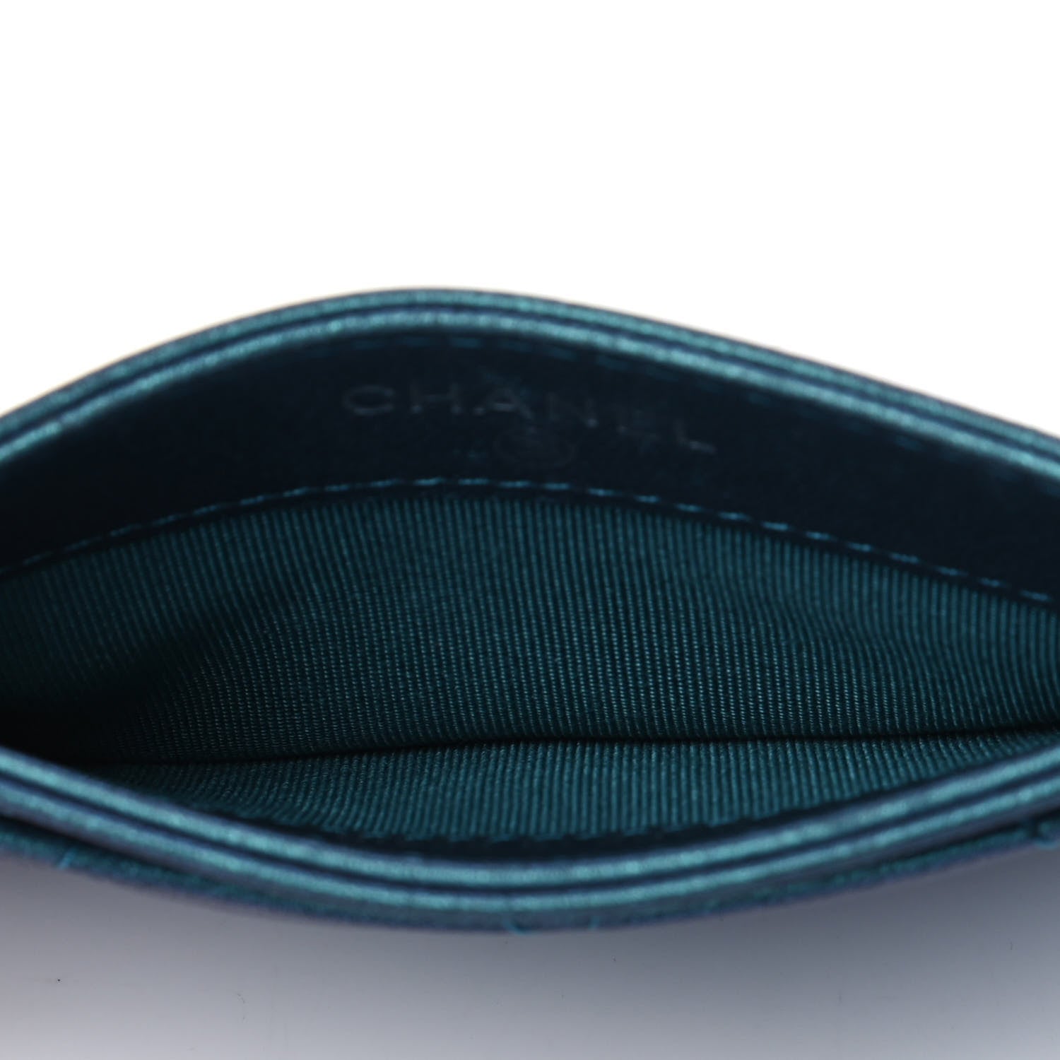 Chanel Metallic Lambskin Quilted Card Holder Turquoise 4 of 4