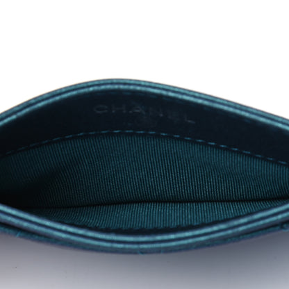 Chanel Metallic Lambskin Quilted Card Holder Turquoise 4 of 4