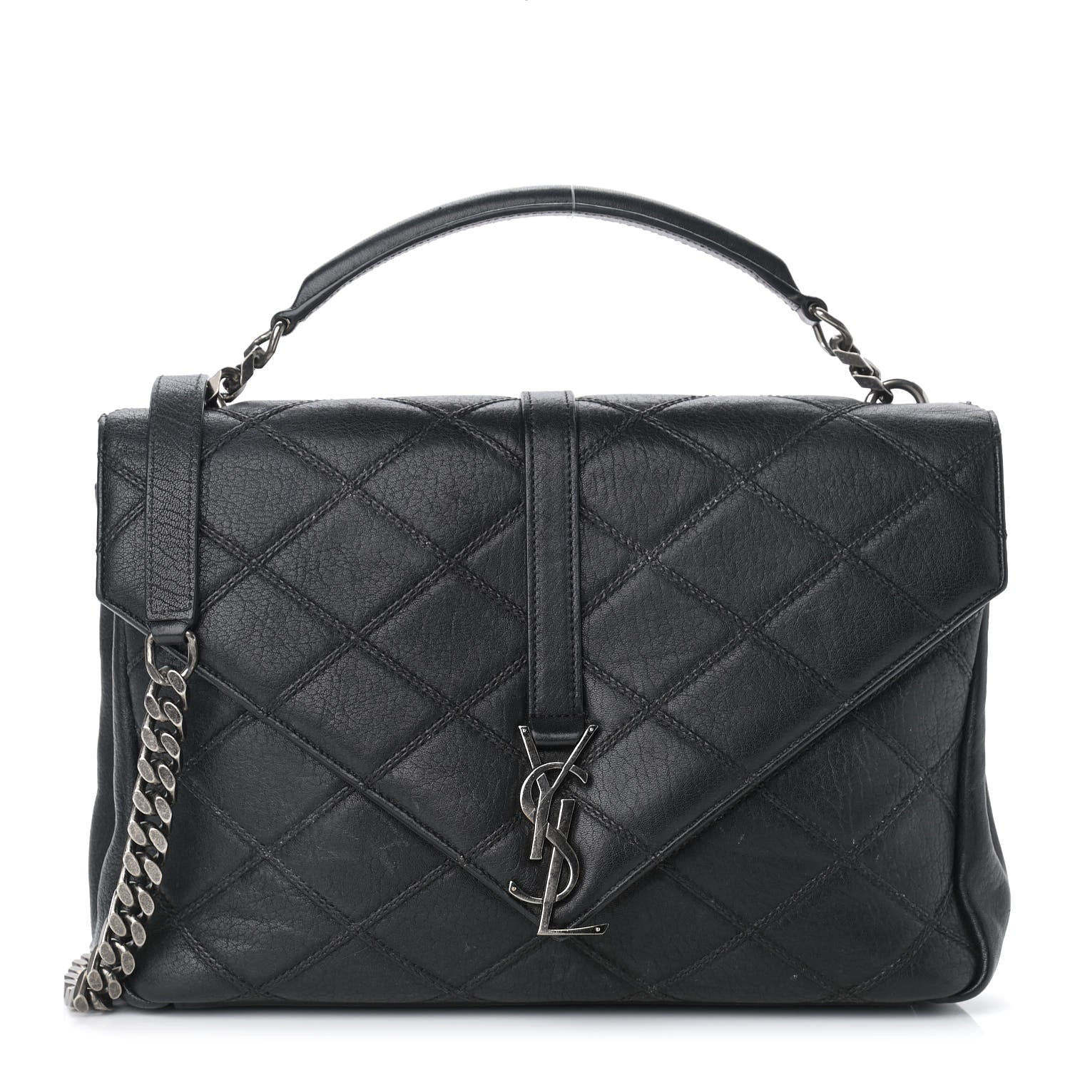 Saint Laurent Calfskin Diamond Quilted Monogram Large College Bag Black 1 of 14