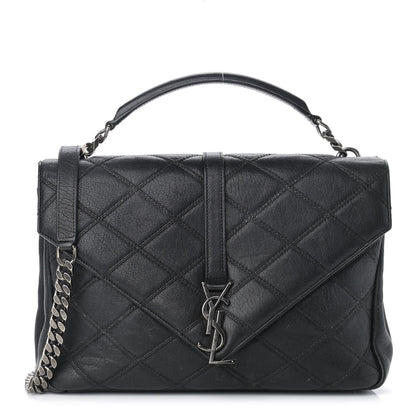 Saint Laurent Calfskin Diamond Quilted Monogram Large College Bag Black 1 of 14