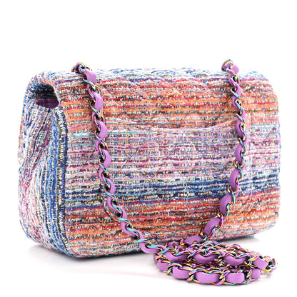 Chanel Tweed Quilted Mini Rectangular Flap Blue Pink Orange 3 of 11