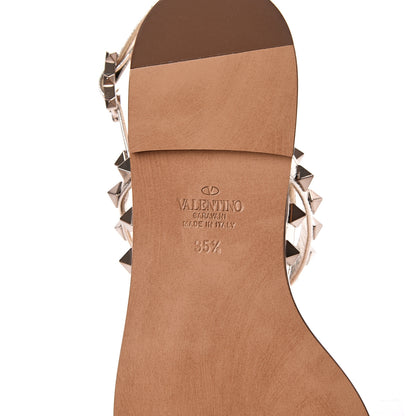 Valentino Garavani Metallic Nappa Rockstud Slingback Flat Thong Sandals 35.5 Skin 6 of 8