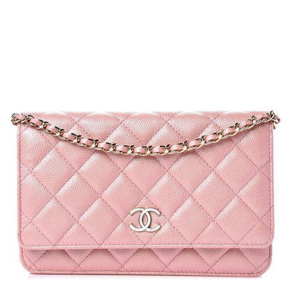 Chanel Iridescent Caviar Quilted Wallet on Chain WOC Rose Pink 1 of 9