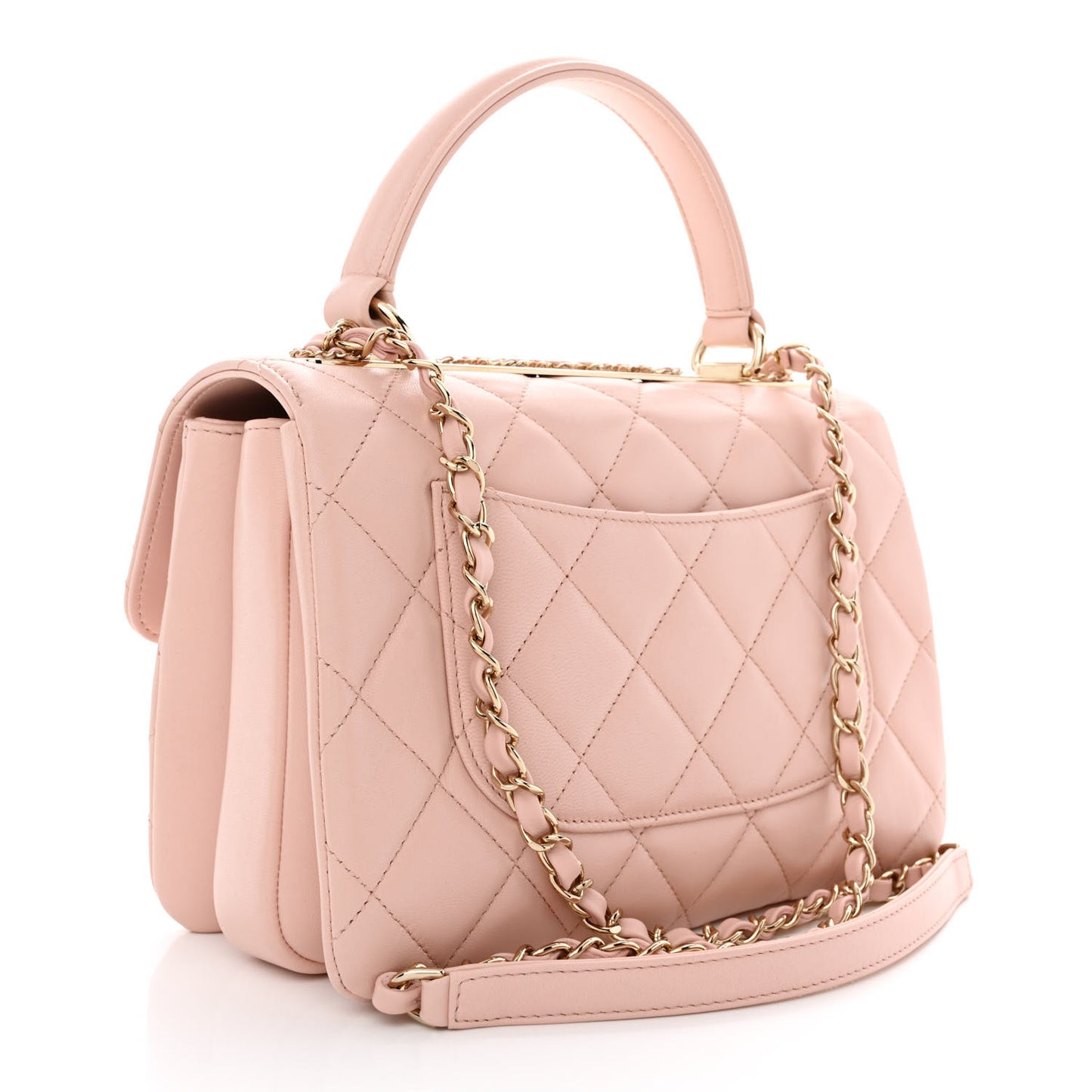 Lambskin Quilted Small Trendy Chain CC Flap Dual Handle Bag Light Pink