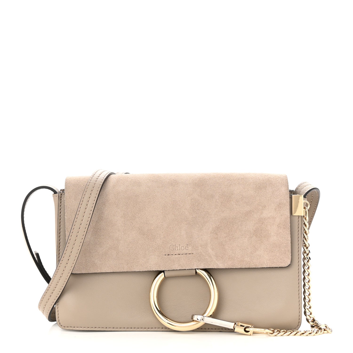 Chloe Suede Calfskin Small Faye Shoulder Bag Motty Grey 1 of 10