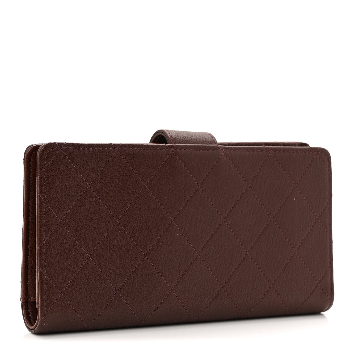 Chanel Goatskin Quilted French Long Wallet Burgundy 3 of 8