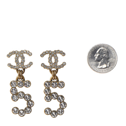 Chanel Metal Crystal City of Lights No 5 Drop Earrings Gold 2 of 4