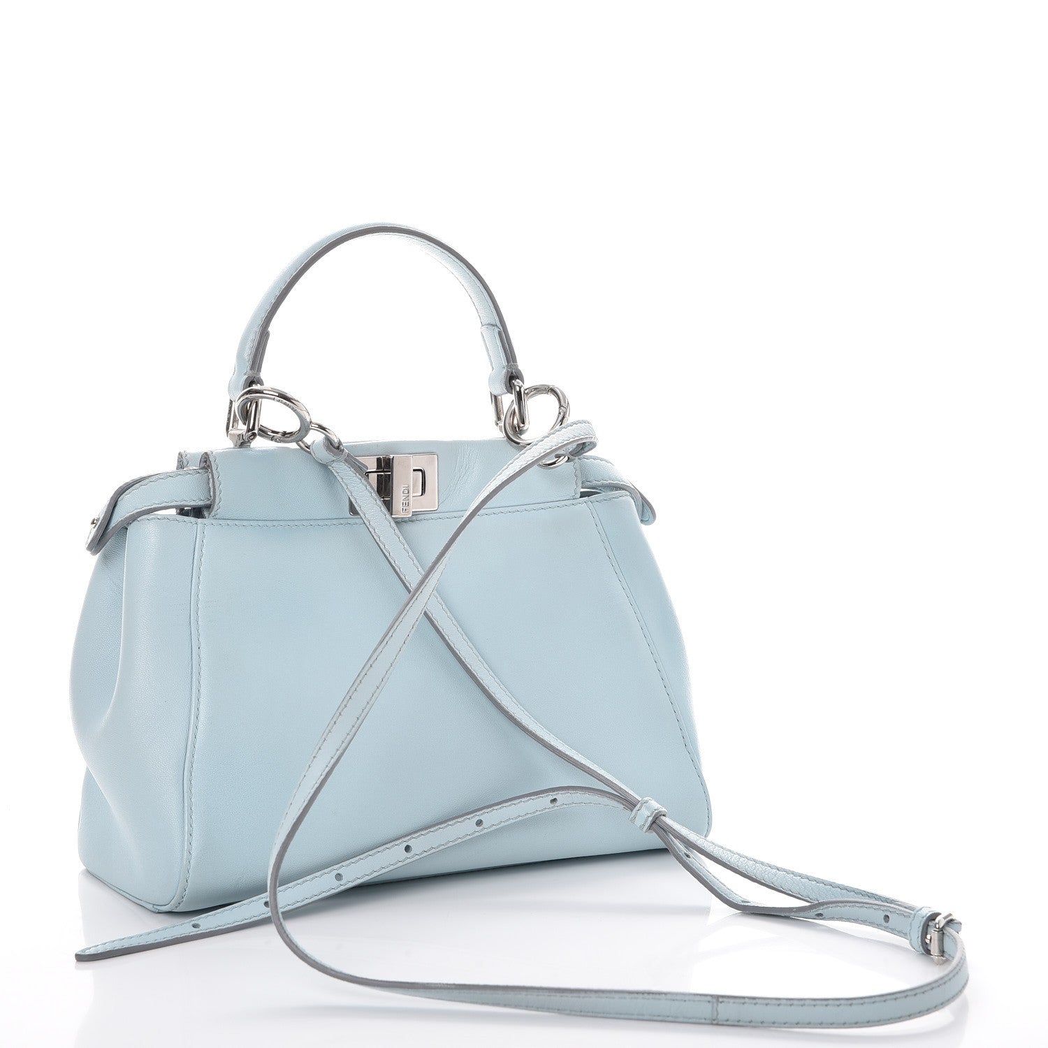Fendi Nappa Mini Peekaboo Iconic Satchel Light Blue 3 of 12