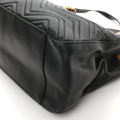 Gucci Calfskin Matelasse Medium GG Marmont Shoulder Tote Bag Black 9 of 10