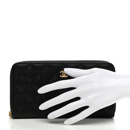 Chanel Caviar Quilted Large Gusset Zip Around Wallet Black 2 of 9
