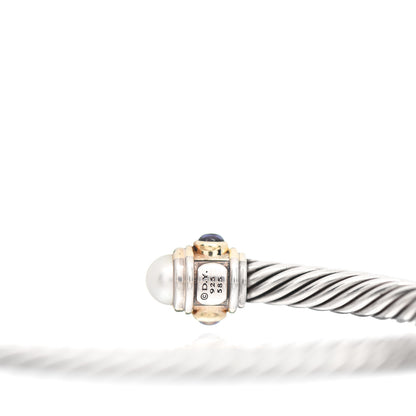 David Yurman Sterling Silver 14K Yellow Gold Pearl Iolite Rhodolite Garnet 5mm Cable Renaissance Bracelet 4 of 4