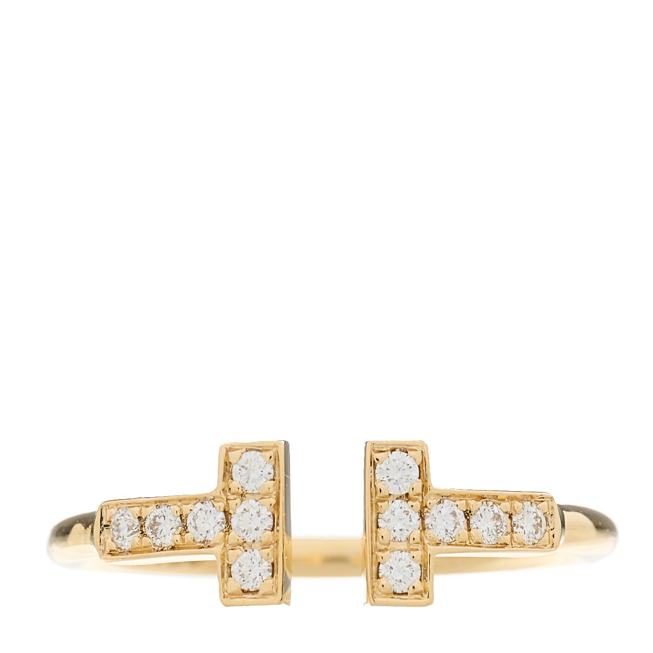 18K Yellow Gold Diamond T Wire Ring 53 6.5