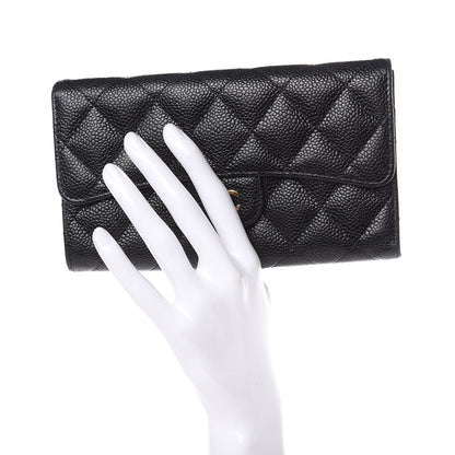 Chanel Caviar Quilted Long Flap Wallet Black 2 of 15