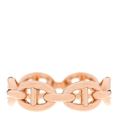 Hermes 18K Rose Gold PM Chaine d'Ancre Enchainee Ring 53 6.5 3 of 9