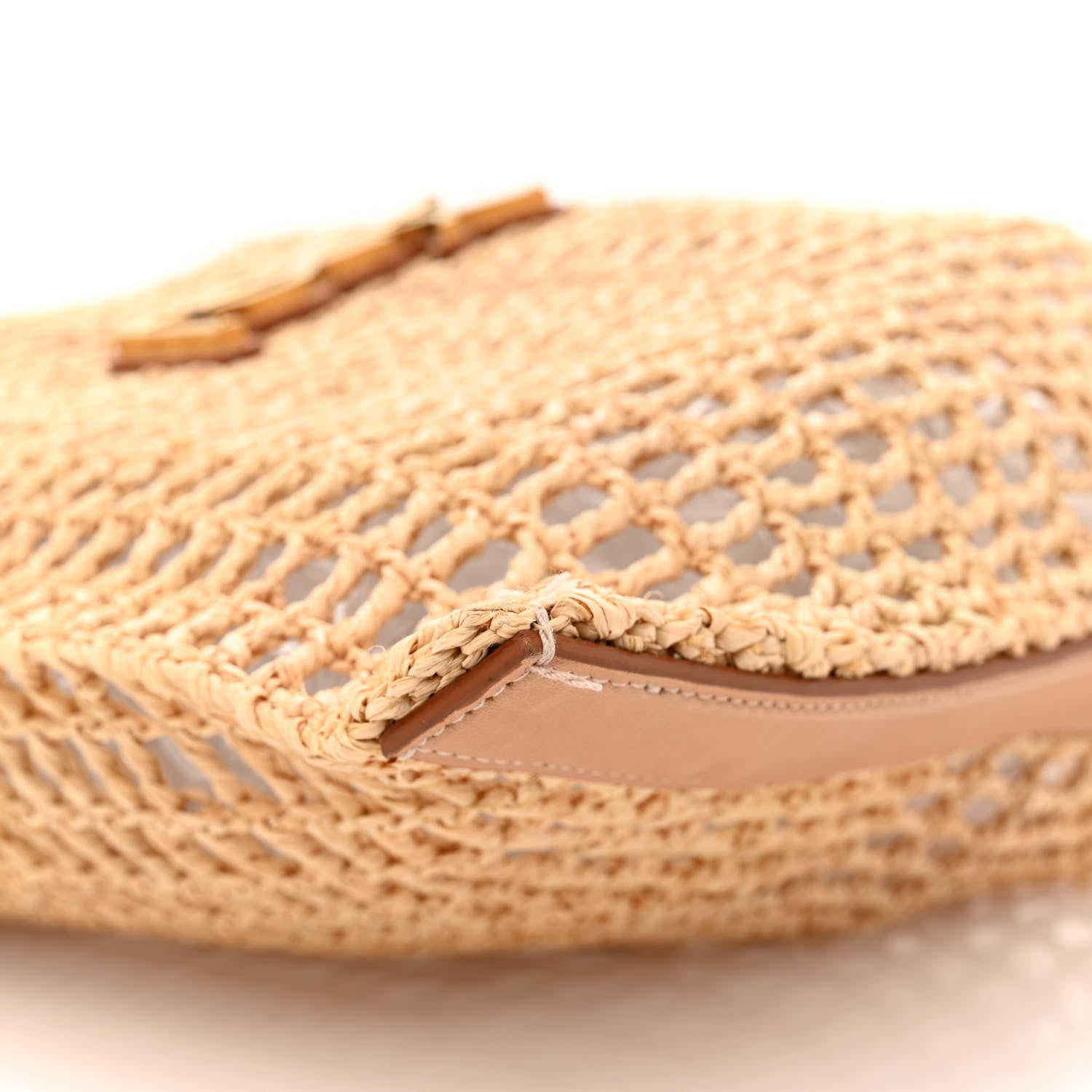 Saint Laurent Raffia Calfskin Oxalis Shoulder Bag Naturale 10 of 13