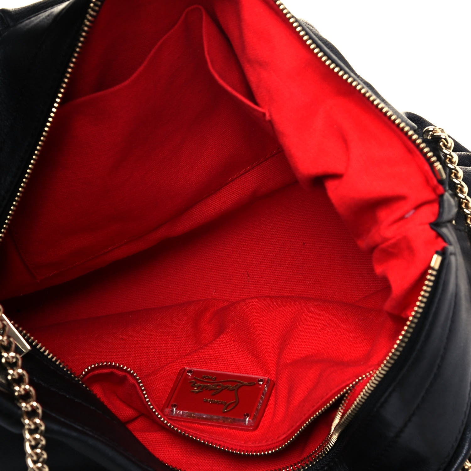 Christian Louboutin Calfskin Pleated Chain Hobo Black 5 of 12