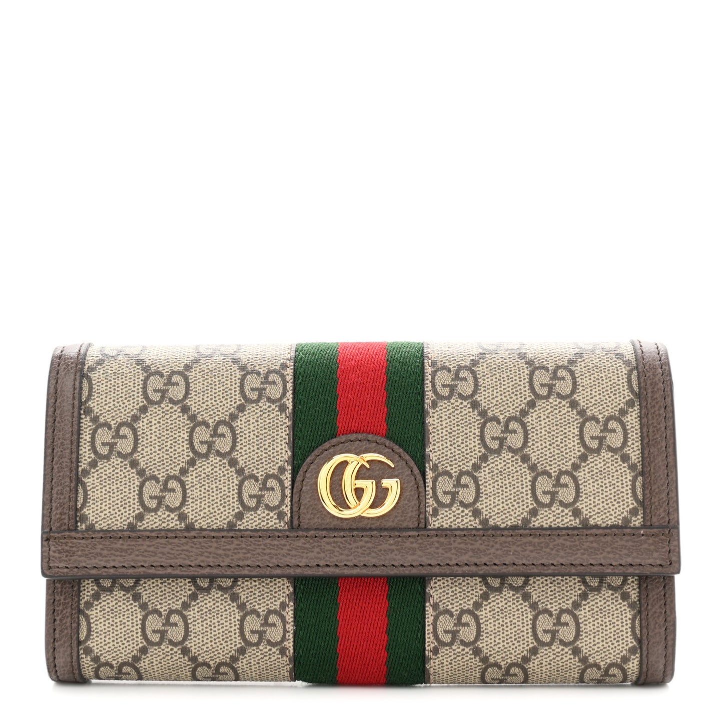 GG Supreme Monogram Web Ophidia Continental Wallet Brown