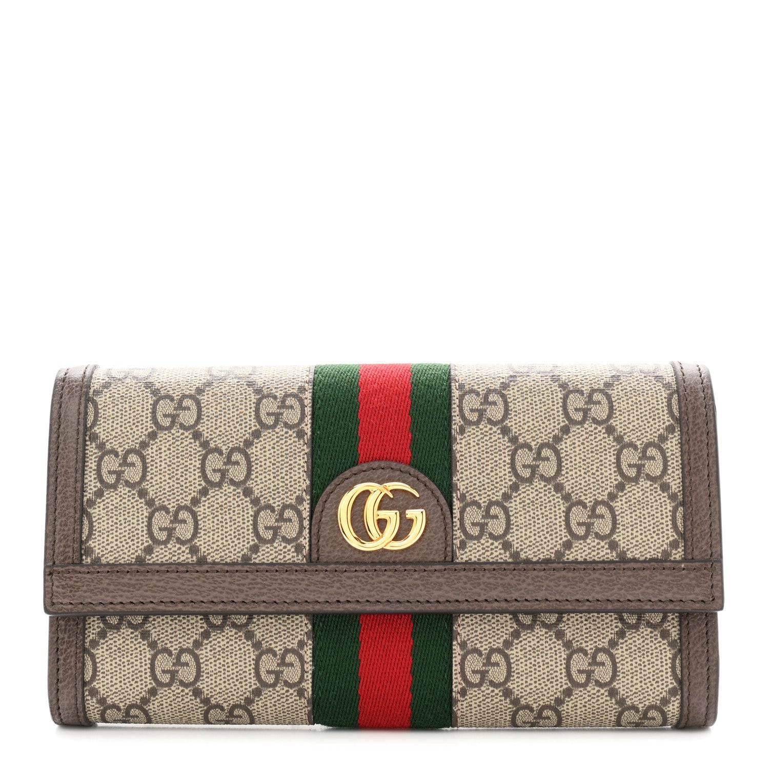 Gucci GG Supreme Monogram Web Ophidia Continental Wallet Brown 1 of 7