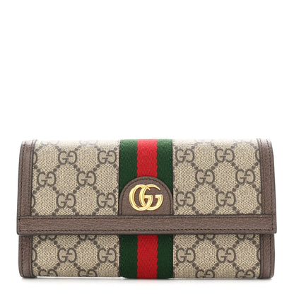 Gucci GG Supreme Monogram Web Ophidia Continental Wallet Brown 1 of 7